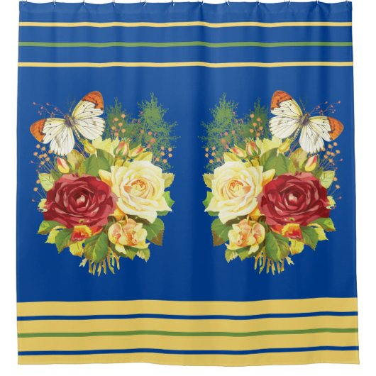 Rideaux De Douche Rose et papillon (Devant)