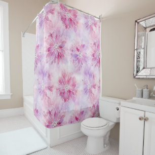 Rideaux De Douche Rose Féminin Rouge Chic Lavande Floral  