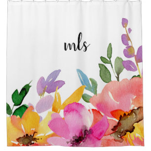 Rideaux De Douche Rose floral d'aquarelle de ressort à la mode de