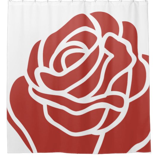 Rideaux De Douche Rose florale simple rouge (Devant)