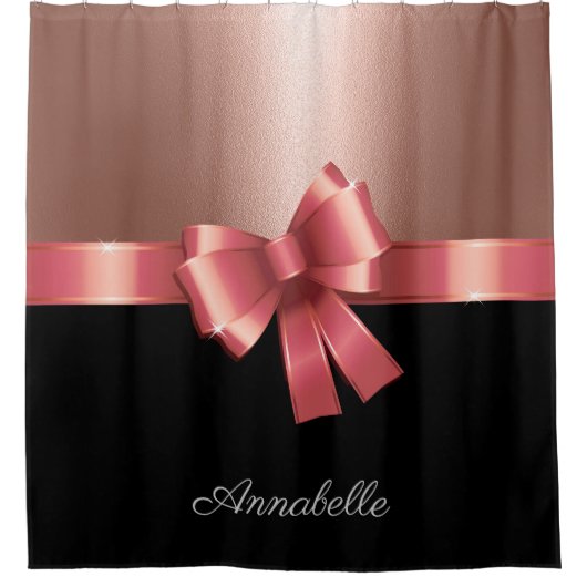 Rideaux De Douche Rose Foil et Bow (Devant)