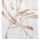 Rideaux De Douche Rose Gold Abstrait Art Marbre blanc Monogramme (Devant)