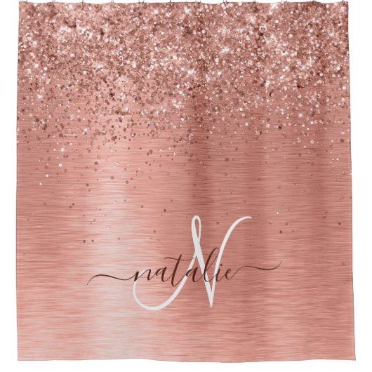 Rideaux De Douche Rose Gold brossé Parties scintillant métallique No (Devant)