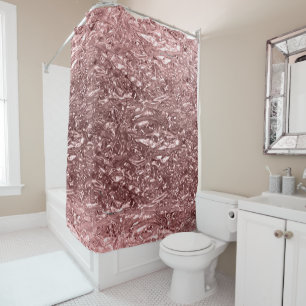 Rideaux De Douche Rose Gold Chrome Liquide Métallisé Chic Glam
