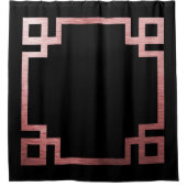 Rideaux De Douche Rose Gold Clé grecque Impression sur noir (Devant)