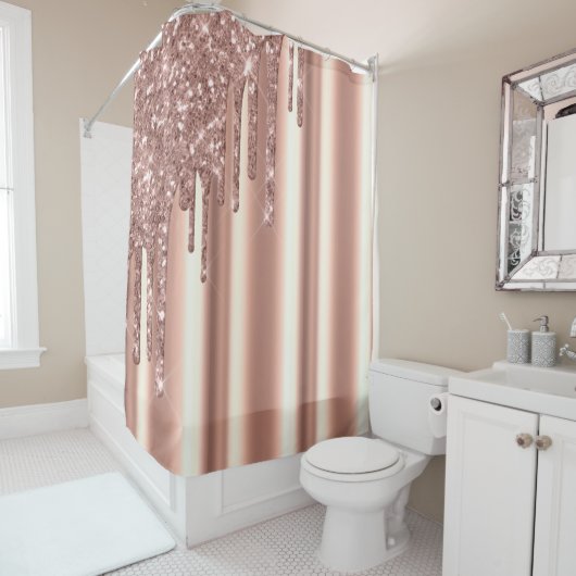 Rideaux De Douche Rose Gold Corner Parties scintillant Drives Foil M (En situation)