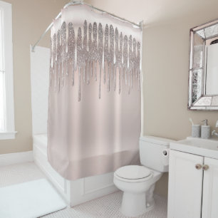 Rideaux De Douche Rose Gold Diamant Paillette Étincelante Goutte Ros