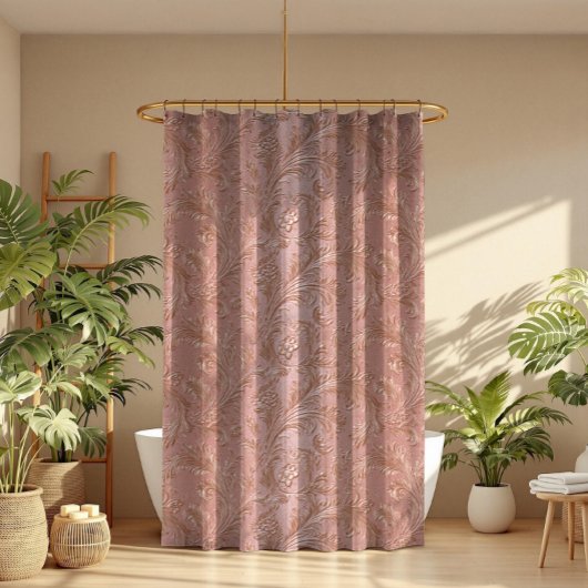 Rideaux De Douche Rose-Gold Floral pattern