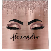 Rideaux De Douche Rose Gold Glitter Sparkle Eyelashes Monogram (Devant)