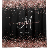 Rideaux De Douche Rose Gold Parties scintillant famille Monogramme n (Devant)