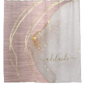 Rideaux De Douche Rose Gold Parties scintillant Monogramme Nom Scrip (Devant)