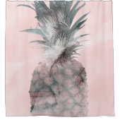 Rideaux De Douche Rose Gold Pink Tropical Summer Pineapple Glam (Devant)