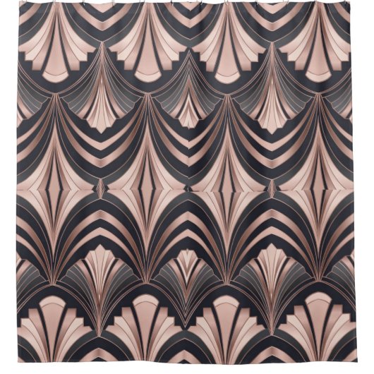 Rideaux De Douche Rose Gold Romance Neo Art Deco Fan Design (Devant)