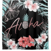 Rideaux De Douche Rose Gold Tropical Botanique Ananas Aloha Chic (Devant)