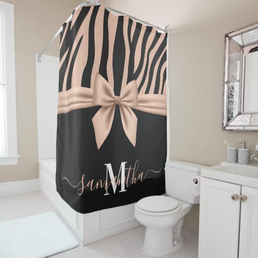 Rideaux De Douche Rose Gold Zebra Print (En situation)