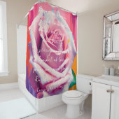 Rideaux De Douche Rose gras en fleurs poème Bohemian Artsy (En situation)