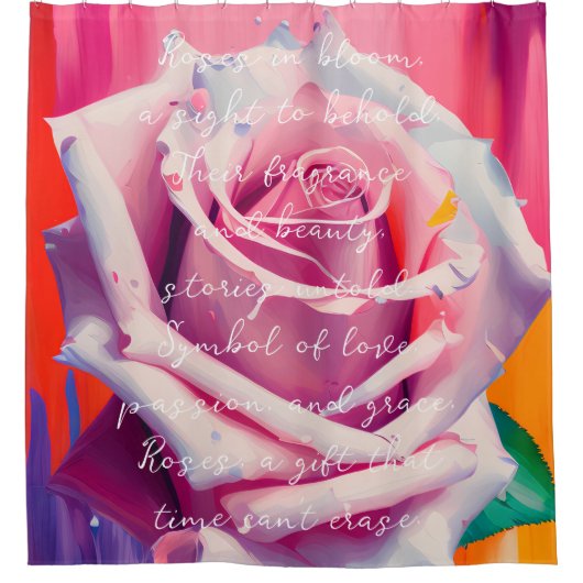 Rideaux De Douche Rose gras en fleurs poème Bohemian Artsy (Devant)