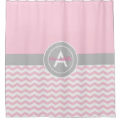 Rideaux De Douche Rose Gris Chevron (Devant)