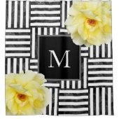 Rideaux De Douche Rose jaune Noir Aquarelle blanche Blocs (Devant)