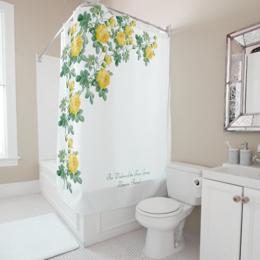 Rideaux De Douche Rose jaune vintage (En situation)