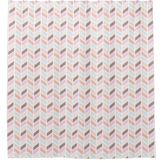 Rideaux De Douche Rose, Mauve, Blue Herringbone Motif Design (Devant)