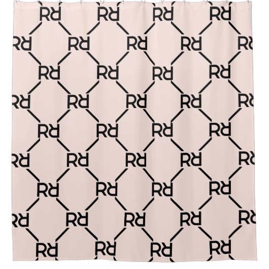 Rideaux De Douche Rose moderne Script Girl Monogramme initial (Devant)