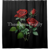 Rideaux De Douche Rose monogrammé moderne l Noir (Devant)