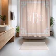 Rose Pâle et Clé Grecque Blanche | Monogrammé