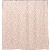 Rideaux De Douche Rose Pâle et Points Abstraits Blancs (Devant)