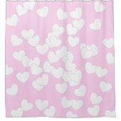 Rideaux De Douche Rose Pastel Doux Avec Grand Coeur Blanc (Devant)