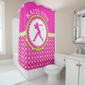 Rideaux De Douche Rose personnalisé du base-ball - pois vert (En situation)