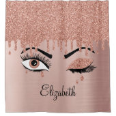 Rideaux De Douche Rose Pink Gold Eyelashes Dripping Glitter (Devant)