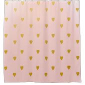 Rideaux De Douche Rose Poudré & Cœurs Dorés Mignons (Devant)