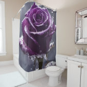 Rideaux De Douche "Rose pourpre trempé dans la pluie" (En situation)