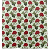 Rideaux De Douche Rose Red Long Stem Motif Vert Arrière - plan (Devant)