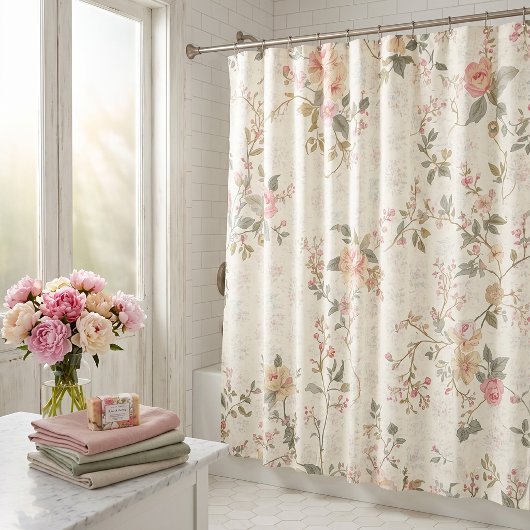Rideaux De Douche Rose Rose Romantique