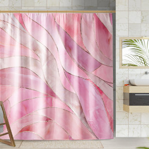 Rideaux De Douche Rose rose - Vagues en mosaïque