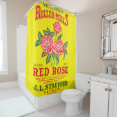 RIDEAUX DE DOUCHE ROSE ROUGE (En situation)