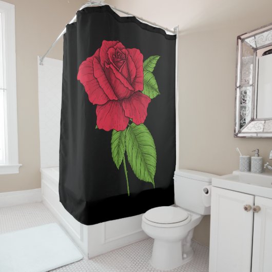 Rideaux De Douche Rose rouge 2 (En situation)
