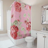 Rideaux De Douche Rose rouge cerise (En situation)