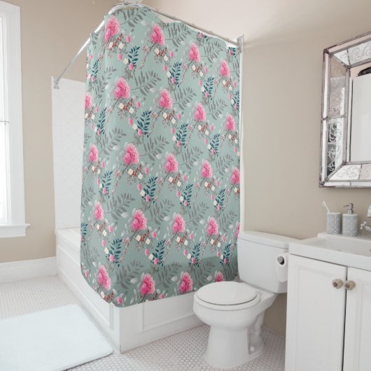 Rideaux De Douche Rose souple (En situation)
