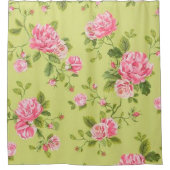 Rideaux De Douche Rose vert floral moderne (Devant)