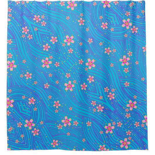 Rideaux De Douche rose violet et bleu (Devant)