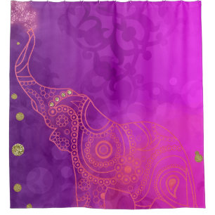 Rideaux De Douche Rose Violet Or Éléphant Exotique Lumineux Bonne Ch