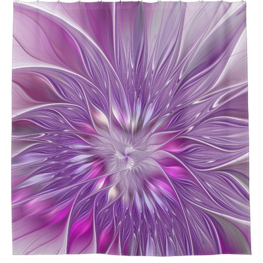Rideaux De Douche Rose violet passion Fleur Art Abstrait Fractal (Devant)