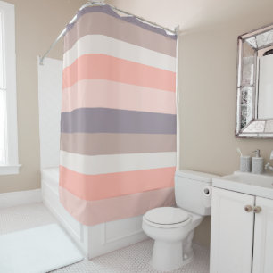 Rideaux De Douche rose, violet, rayures blanches