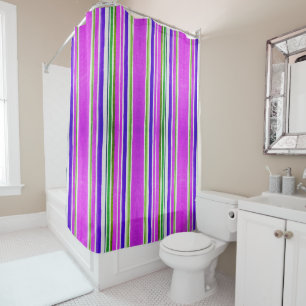 Rideaux De Douche Rose violet vert Tissu rayé tendance Texture
