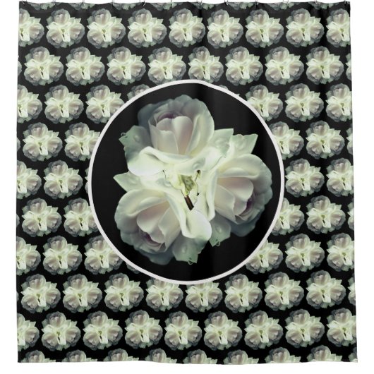 Rideaux De Douche Roses Blanches Avec Bouquet Raindrops (Devant)