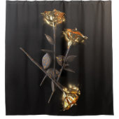 Rideaux De Douche Roses Brûlantes – Élégance Dorée (Devant)