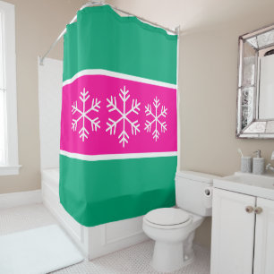 Rideaux De Douche Roses Clair Vert Bleu Rayures Flocons de Neige des
